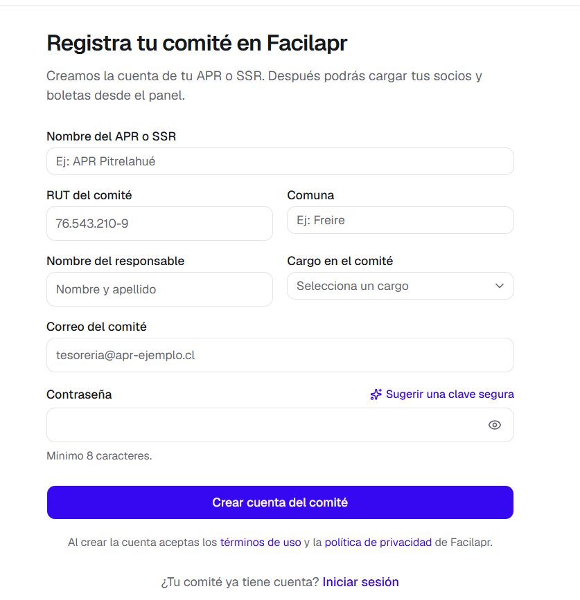 Paso 2: Completa los datos del comité